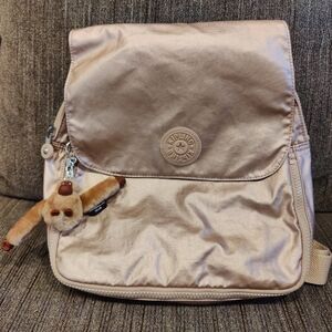 Kipling Metallic Pink Rose Gold  Backpack